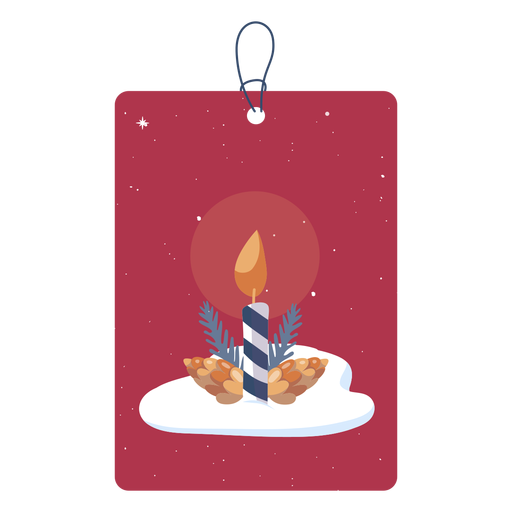 Simple candle christmas tag PNG Design