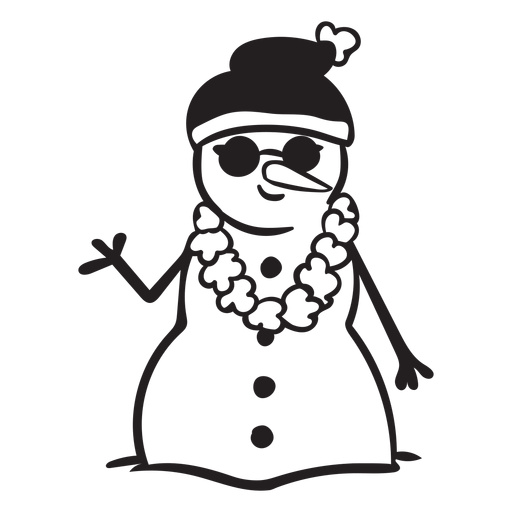 Muñeco de nieve trazo tropical fresco Diseño PNG