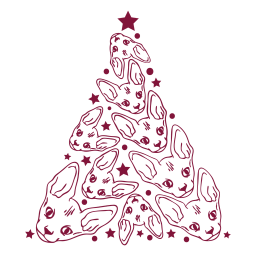Sphynx cats christmas tree PNG Design