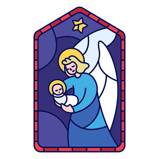 Stained glass angel flat PNG Design