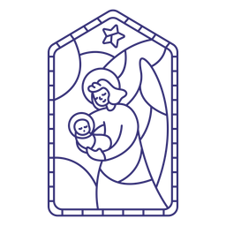 Stained glass angel stroke PNG Design