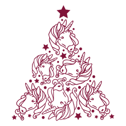 Unicornios arbol de navidad Diseño PNG