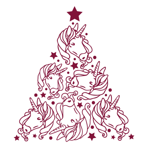 Einhörner Weihnachtsbaum PNG-Design