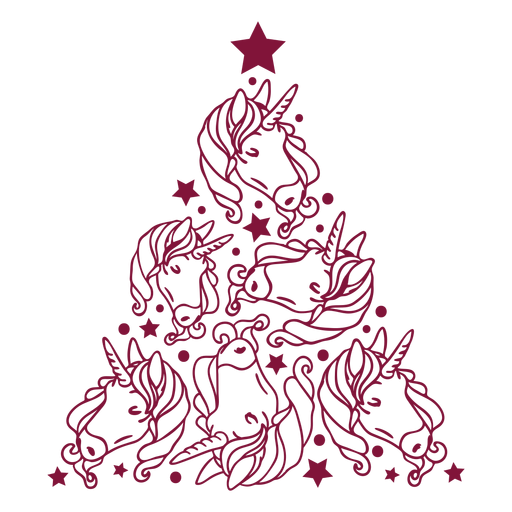 Unicornios arbol de navidad Diseño PNG