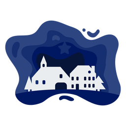 Casas de invierno papercut Diseño PNG