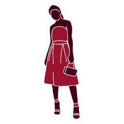 Woman Dress With Bag Silhouette PNG & SVG Design For T-Shirts