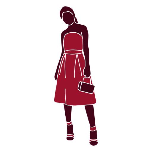 Woman dress with bag silhouette PNG Design