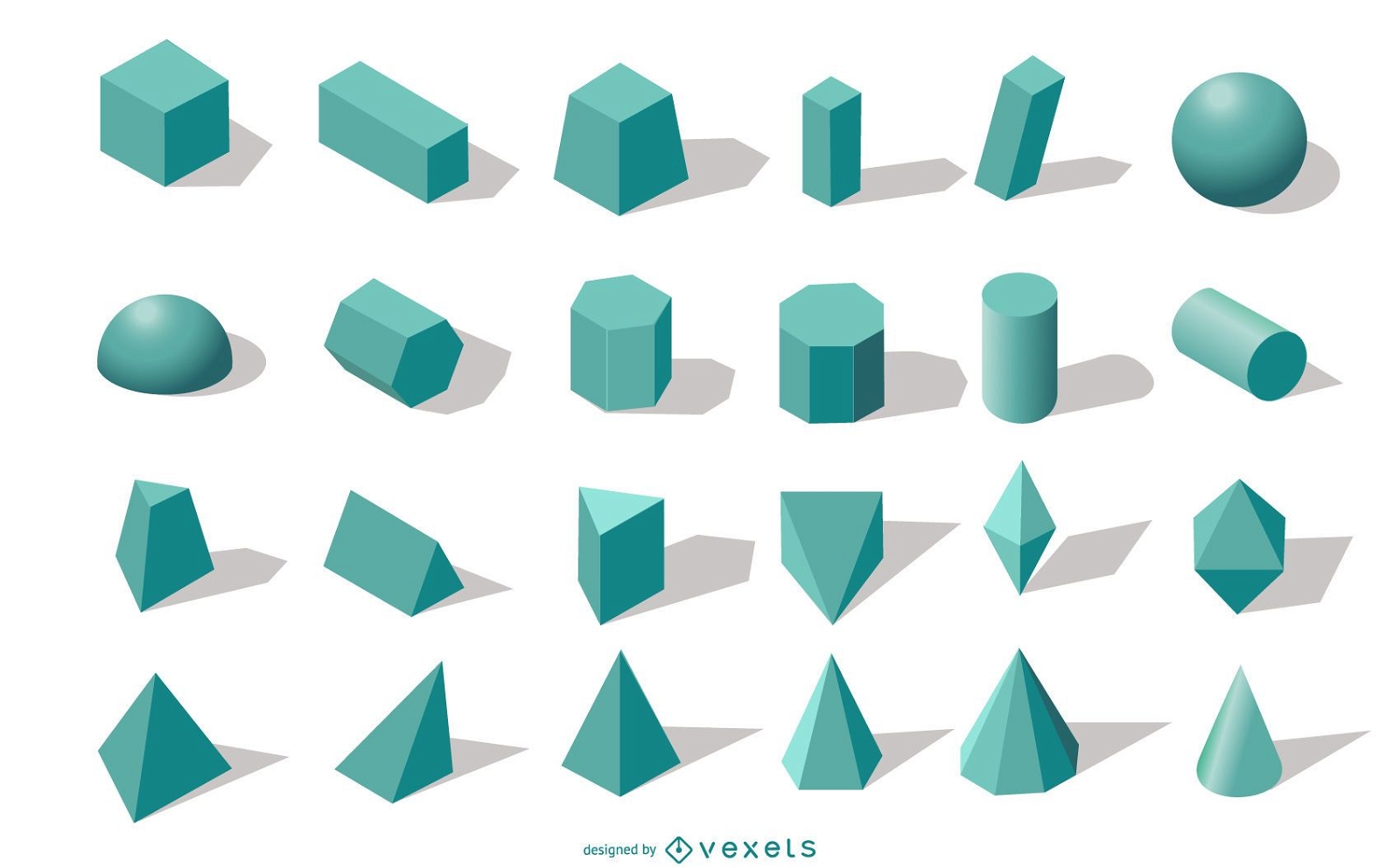 Sammlung geometrischer 3D-Formen
