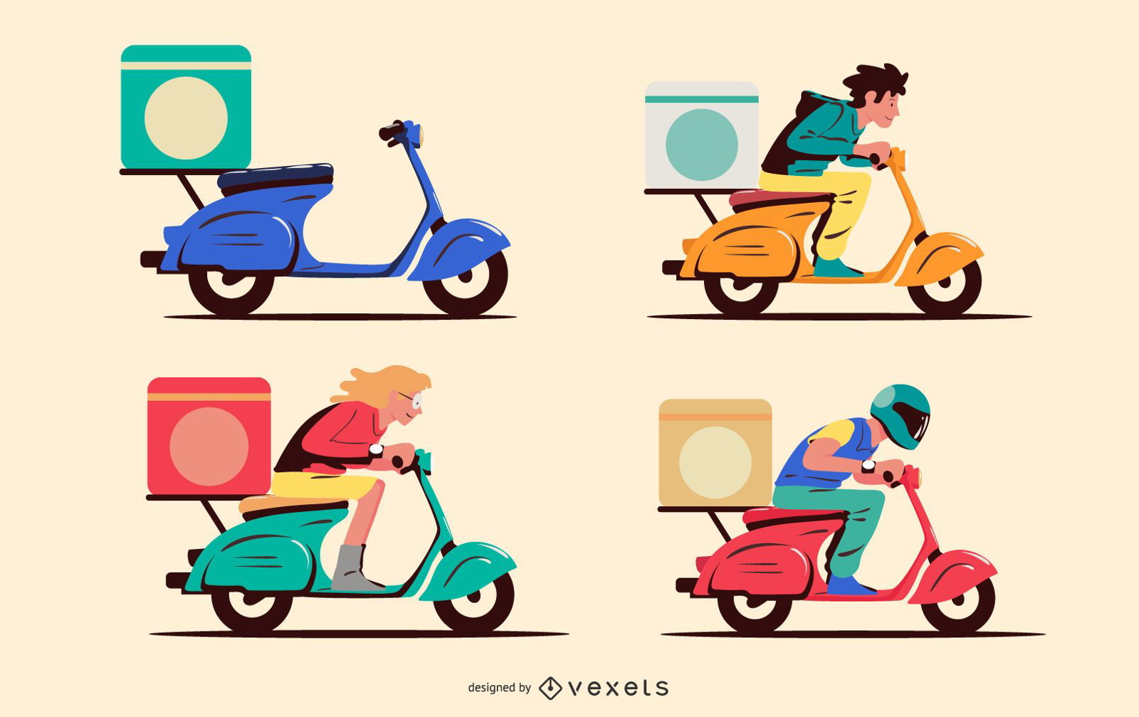 Delivery motorcycle character set