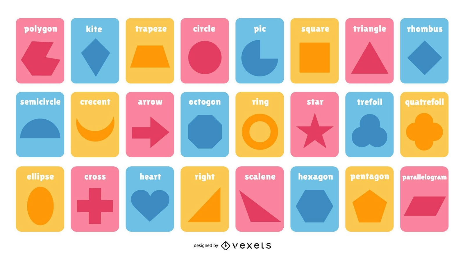 Colorful Shape Flashcard Collection