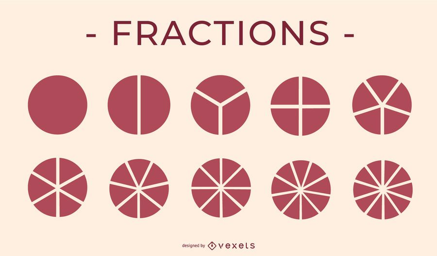 Fractions Pie Icon Education Elements Pack Fractions Pie Icon Education Elements Pack