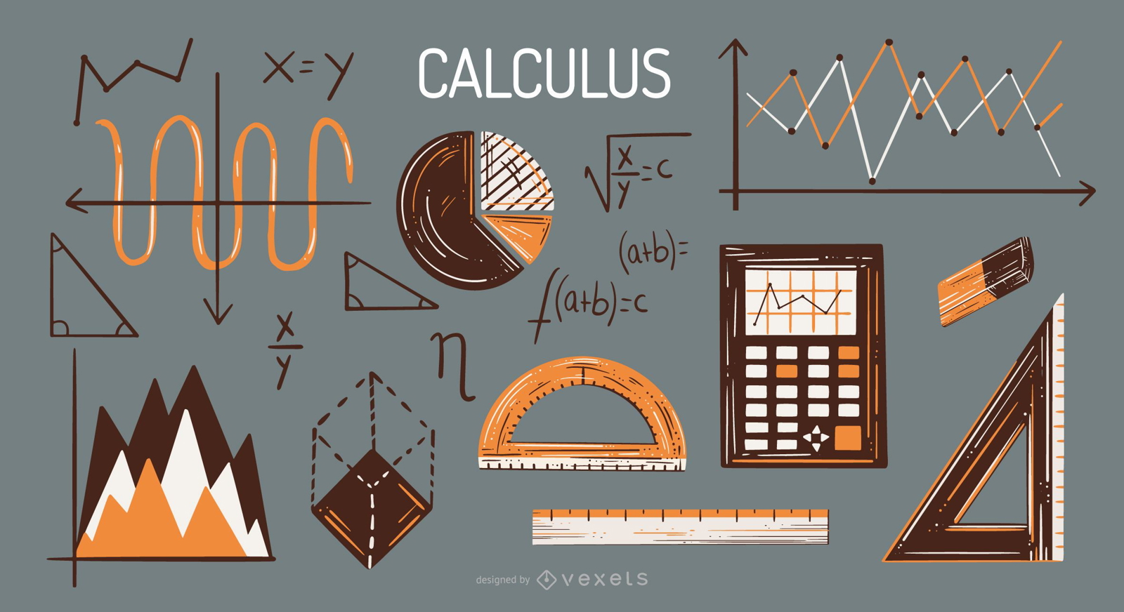 Conjunto de ilustração de elementos de cálculo
