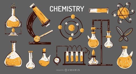 Conjunto de ilustração de elementos de química