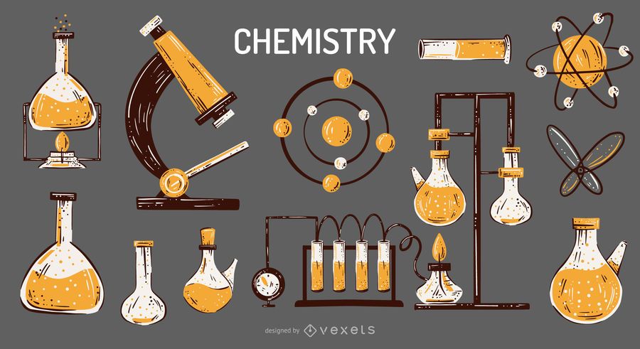 Conjunto de ilustración de elementos de química Conjunto de ilustración de elementos de química
