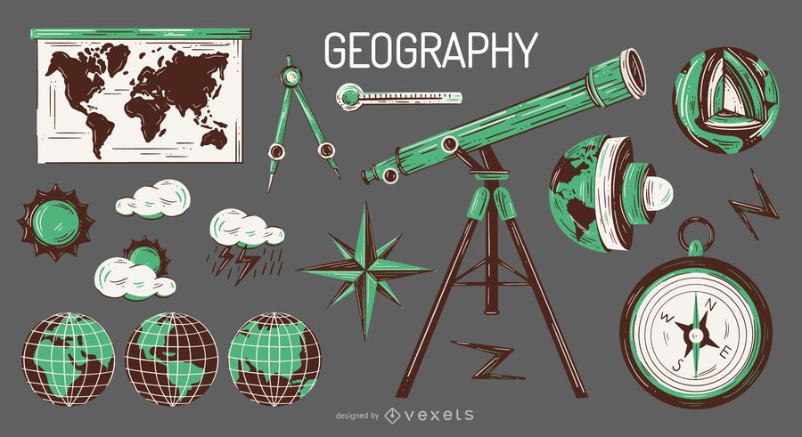 Conjunto De Ilustración De Elementos De Geografía Descargar Vector 0585