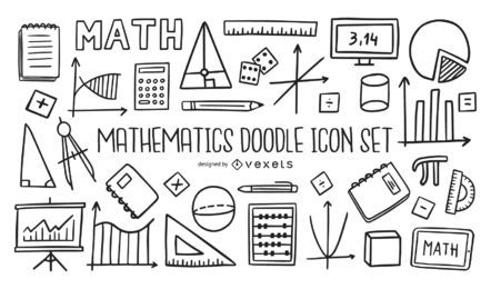 Colección de conjunto de iconos de Doodle de matemáticas Colección de conjunto de iconos de Doodle de matemáticas