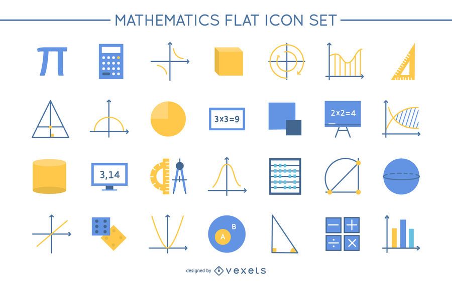 Pacote de ícones de design plano de matemática Pacote de ícones de design plano de matemática