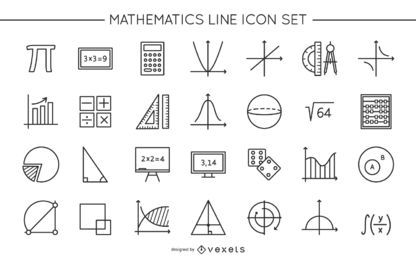Math Line Icon Design Collection Math Line Icon Design Collection