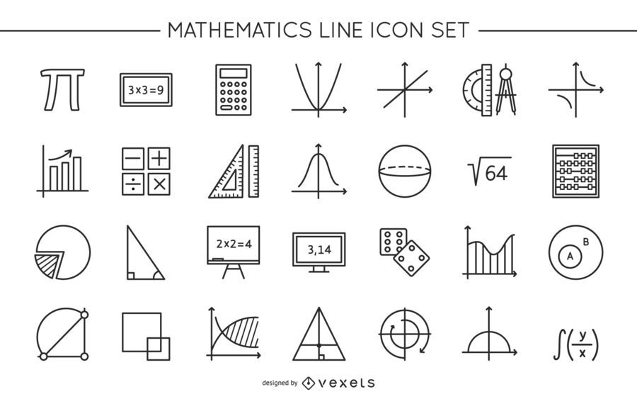 Math Line Icon Design Collection Math Line Icon Design Collection