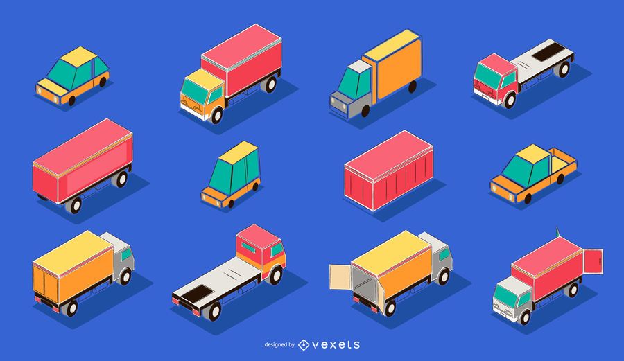 Paquete de ilustración isométrica de transporte Paquete de ilustración isométrica de transporte