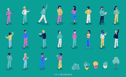Colección de ilustraciones de personas isométricas