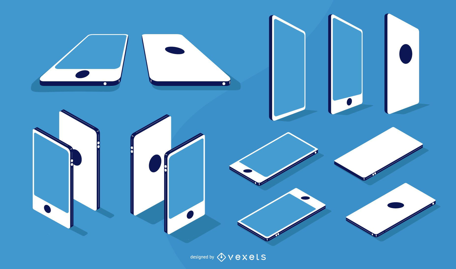 Pacote de design plano isométrico e angular para smartphone