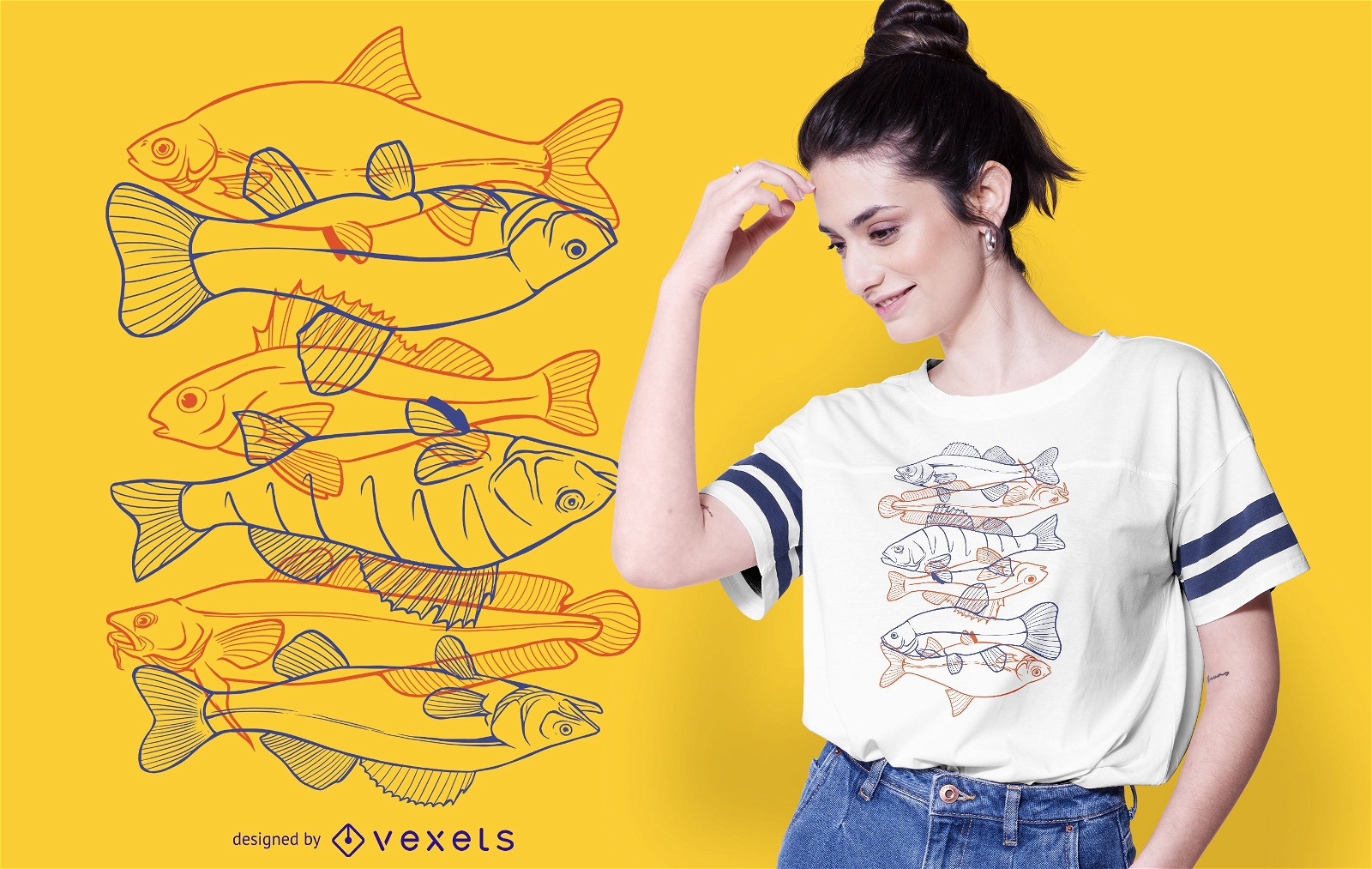 Fisch Umriss Illustration T-Shirt Design