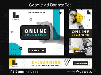 Conjunto de banners de anuncios de Google de educación en línea