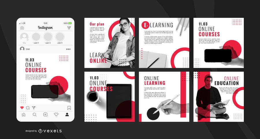 Education Online Social Square Banner Pack Education Online Social Square Banner Pack
