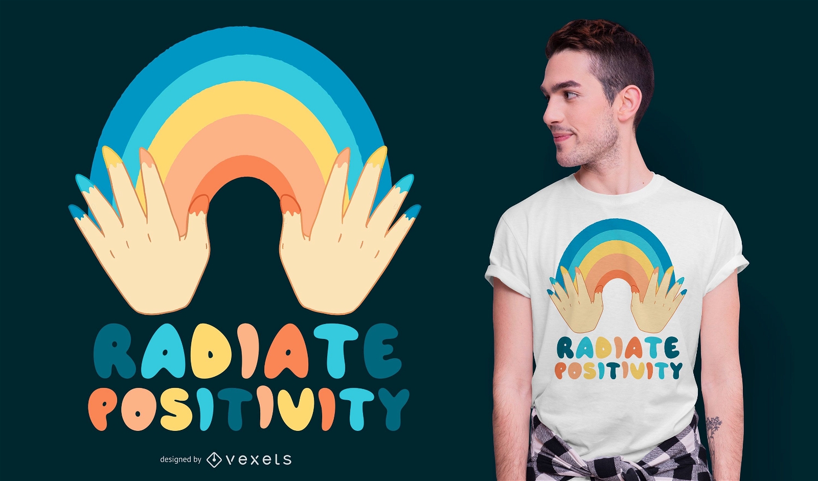 Design de camiseta com citação de positividade para radiação