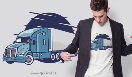 Design de camiseta com ilustração de semi-caminhão