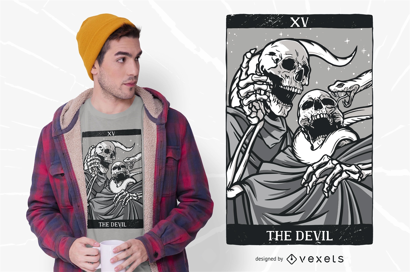 Skeleton Tarot Devil T-shirt Design