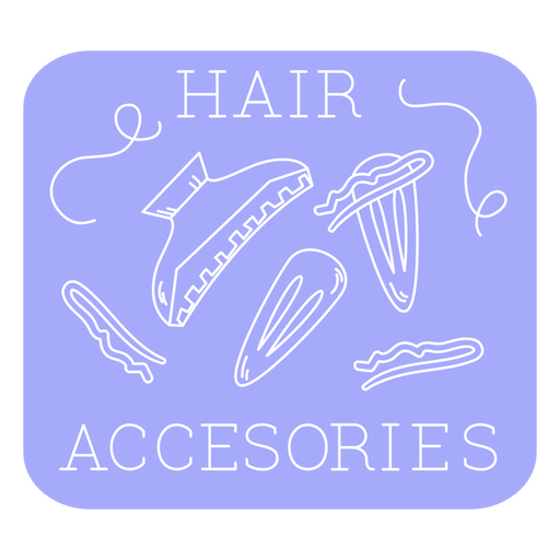 L?nea de etiquetas de accesorios para el cabello de ba?o. Diseño PNG