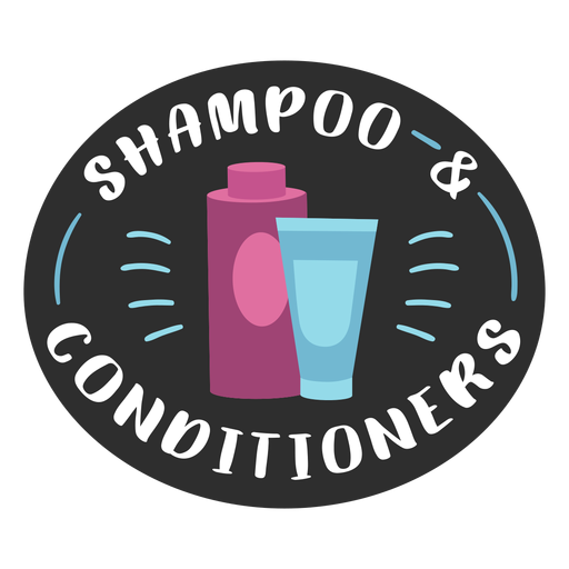 Bathroom shampoo and conditioner label flat PNG Design