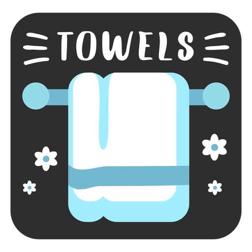 Bathroom towels label flat PNG Design