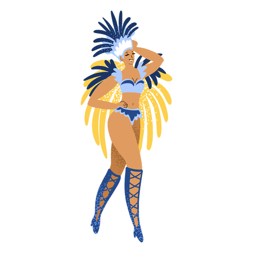 Carnival woman blue costume character PNG Design