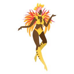 Carnival woman gold custome character PNG Design