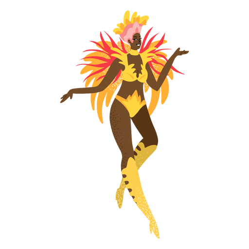 Carnival woman gold custome character PNG Design