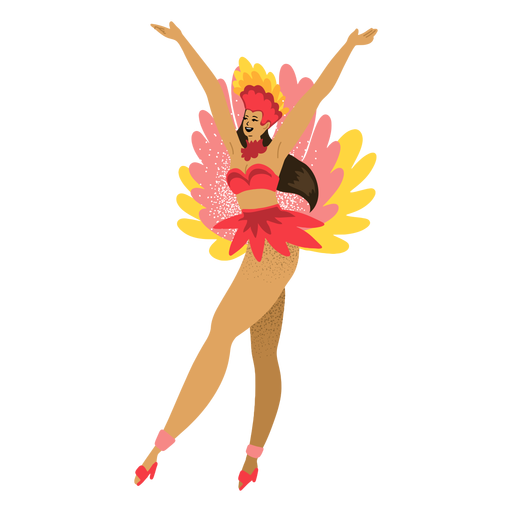 Carnaval mujer personaje de traje rojo. Diseño PNG
