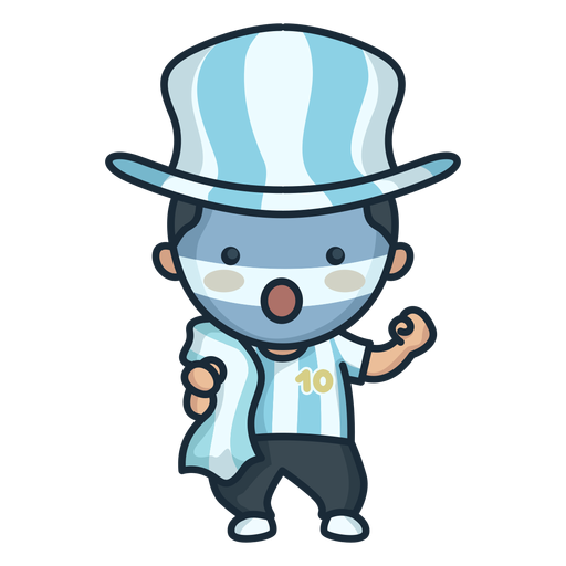 Cute argentinian man cheering character PNG Design