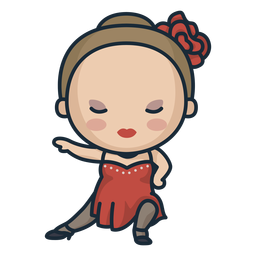 Linda mujer argentina bailando tango personaje Diseño PNG