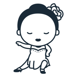 Linda mujer argentina bailando tango personaje trazo Diseño PNG