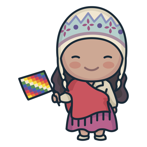 Cute argentinian woman with flag character PNG Design