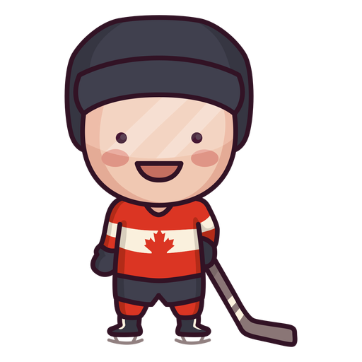 Cute canadian hockey player character PNG Design