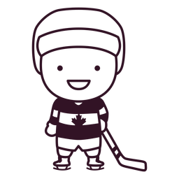 Cute canadian hockey player character stroke Transparent PNG