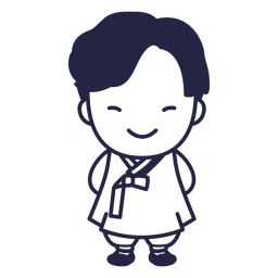 Lindo hombre surcoreano con trazo de carácter hanbok Diseño PNG