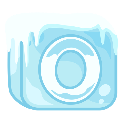 Ice cube number 0 PNG Design