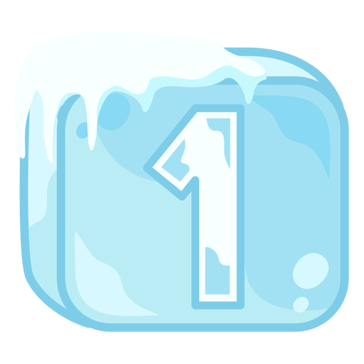 Ice cube number 1 PNG Design