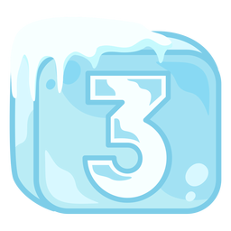 Ice cube number 3 PNG Design