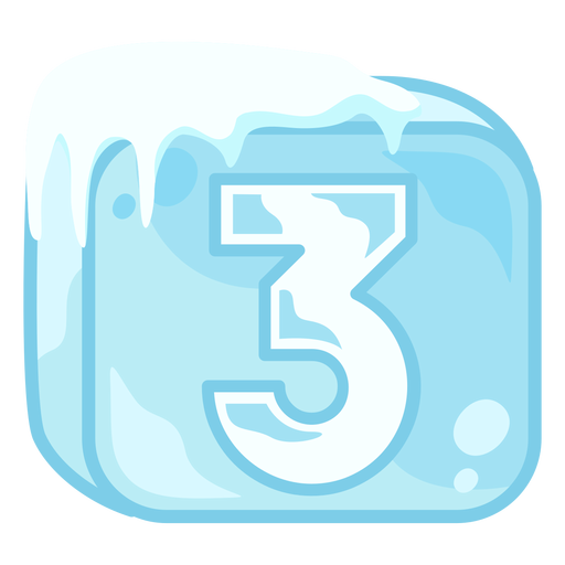 Ice cube number 3 PNG Design